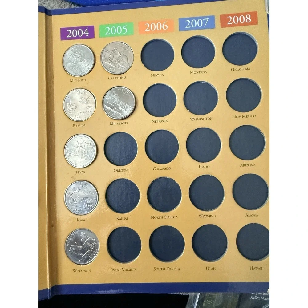 US State Quarters Collectors Map Folder Album Display & More…includes Quarters!